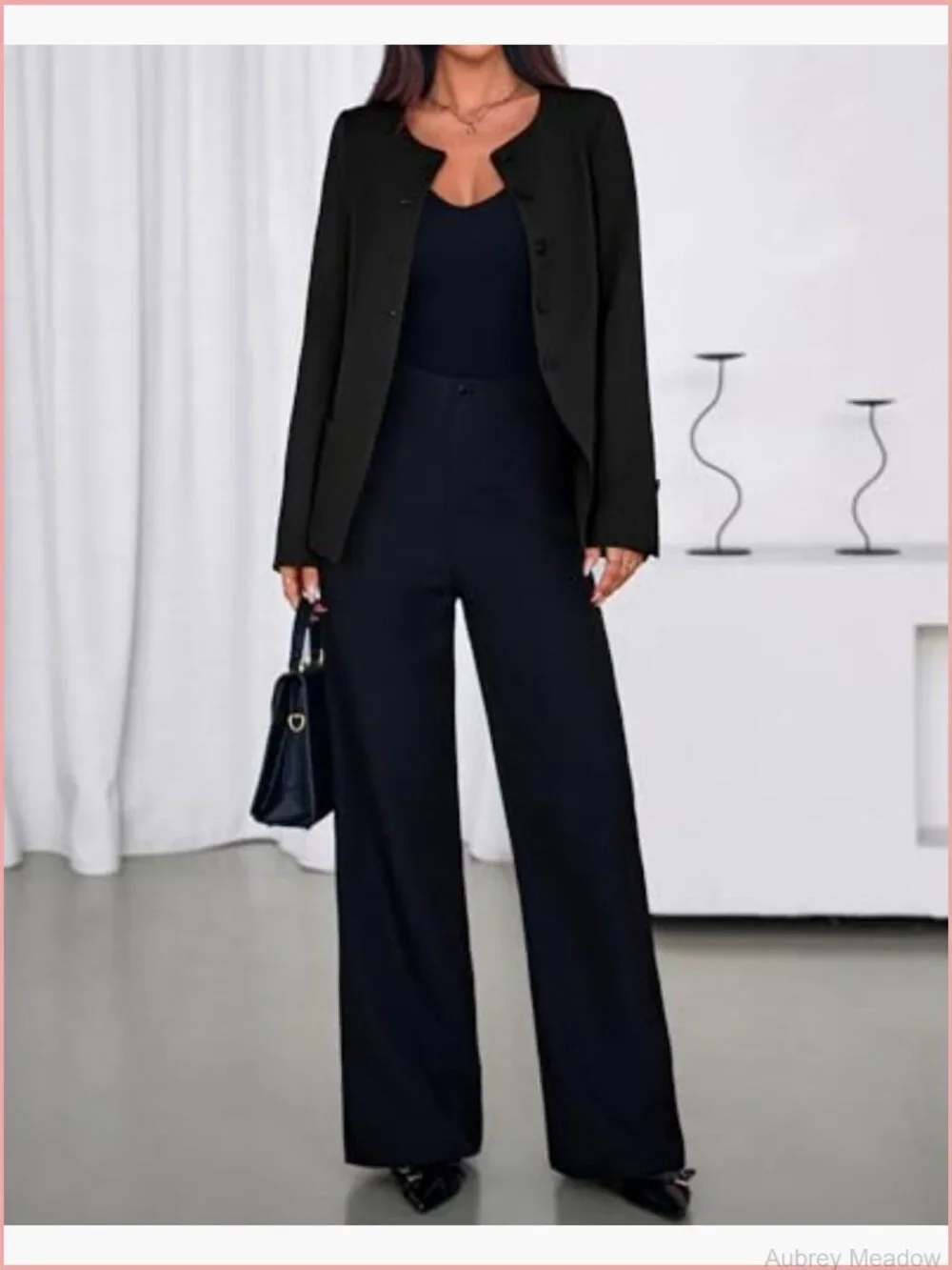 Women's Business Casual Open Front Long Sleeve Suit Jacket Blazer with Pockets